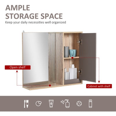 HOMCOM MDF Wall Mounted Bathroom Cabinet w/ Mirror