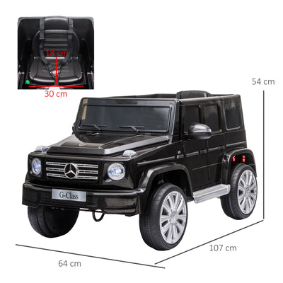 HOMCOM Compatible 12V Battery-powered Kids Electric Ride On Car Mercedes Benz G500 Toy with Parental Remote Control Music Lights MP3 Suspension Wheels