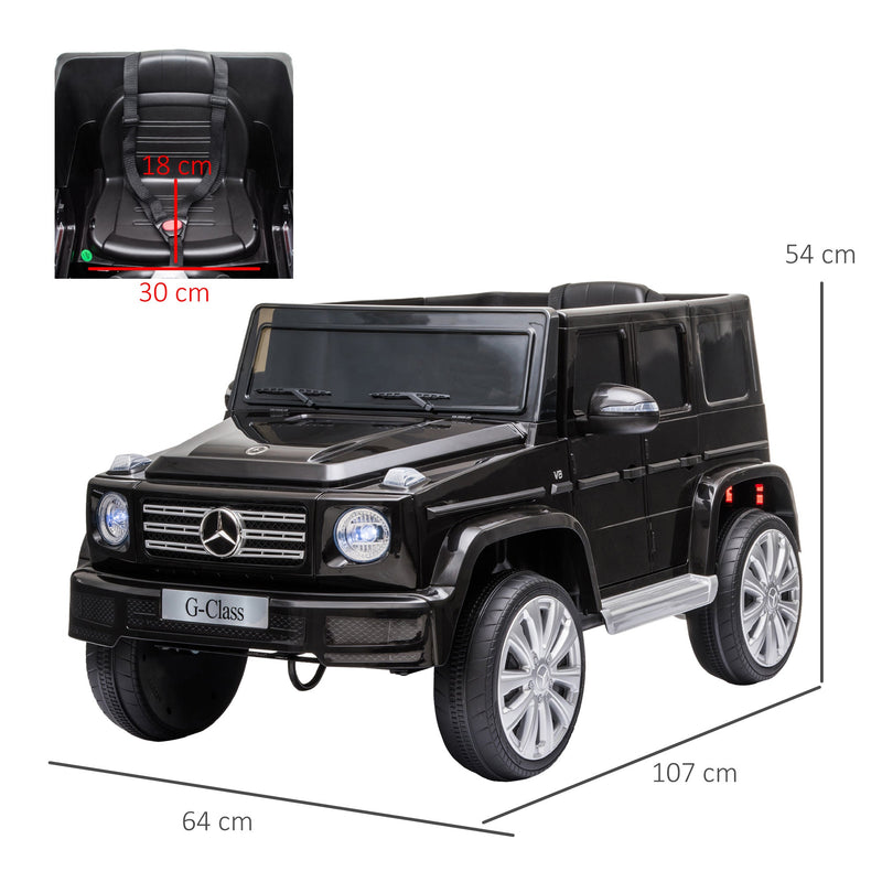 HOMCOM Compatible 12V Battery-powered Kids Electric Ride On Car Mercedes Benz G500 Toy with Parental Remote Control Music Lights MP3 Suspension Wheels