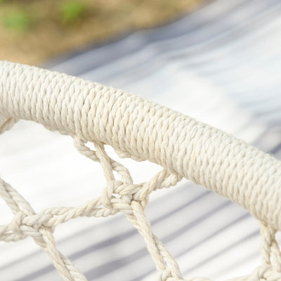 Hanging Hammock Chair Cotton Rope Porch Swing - Cream White