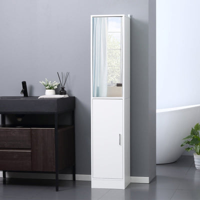 Tall Mirrored Bathroom Cabinet, White