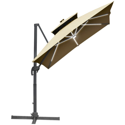 Cantilever Parasol, Outdoor Offset Patio Umbrella- Khaki