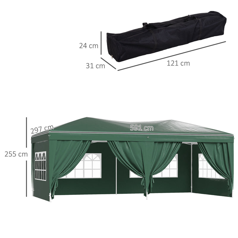 3 X 6 m Garden Pop Up Gazebo Party Tent Canopy - Green