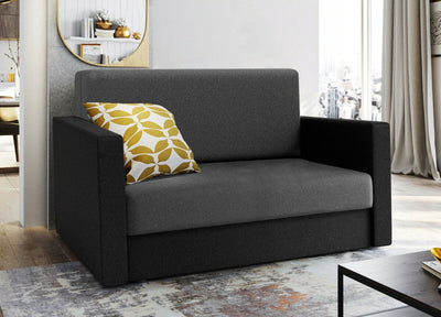 Wood Frame 2 Seater Compact Storage Sofabed - Black & Grey