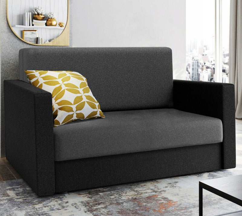 Wood Frame 2 Seater Compact Storage Sofabed - Black & Grey