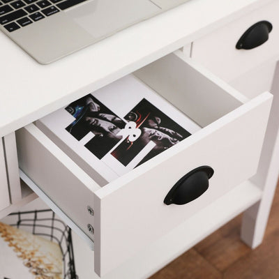 3 Drawer Console Table with Storage Shelf - White