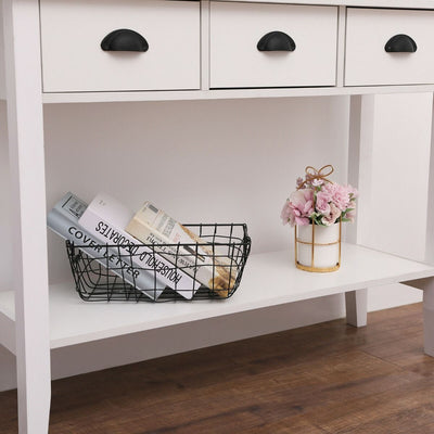 3 Drawer Console Table with Storage Shelf - White