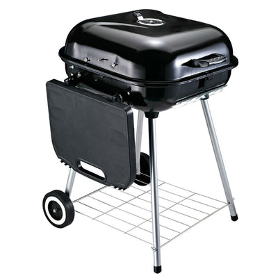 High Quality Portable Charcoal BARBEQUE Grill With 2 Wheels and Side Handle - Black