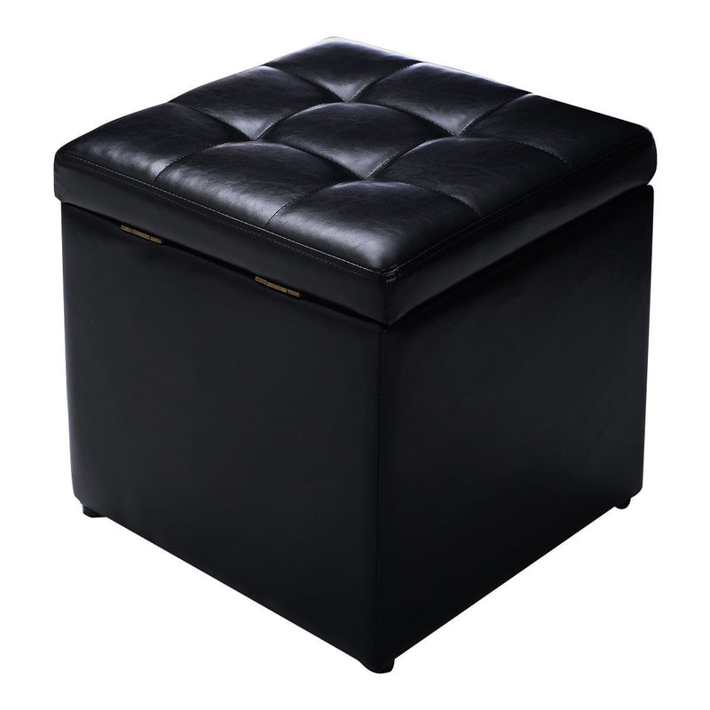 High Quality PU Leather Cube Ottoman Storage Seat