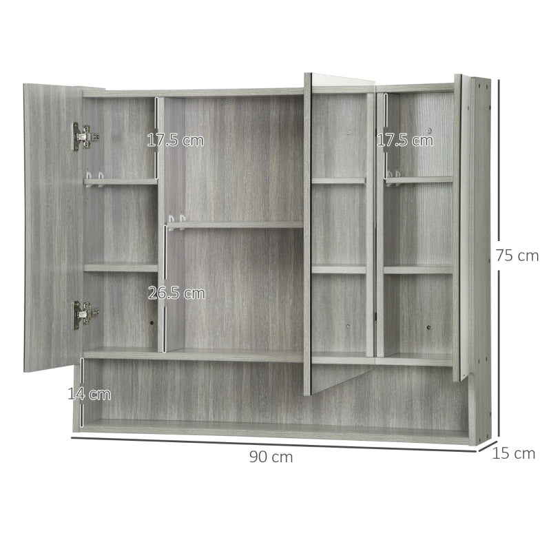 Bathroom Mirror Cabinet, Grey