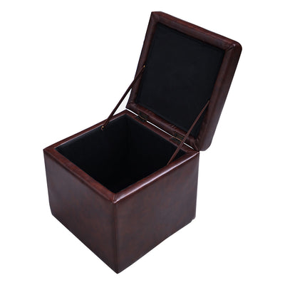 High Quality PU Leather Cube Ottoman Storage Seat