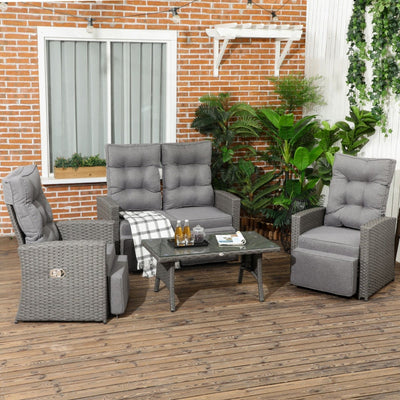 Four-Piece Rattan Chair Set - Grey