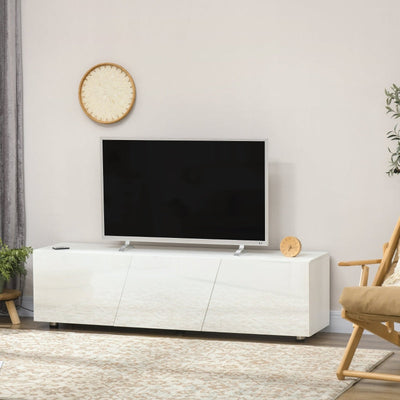 Mueble de TV de alto brillo, color blanco 