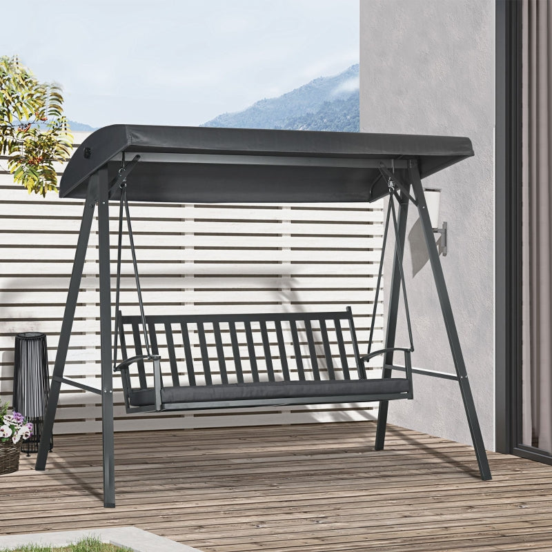 3-Seat Garden Swing Chair- Dark Grey