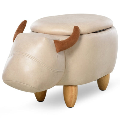 Animal Footstool Buffalo Storage - Ivory