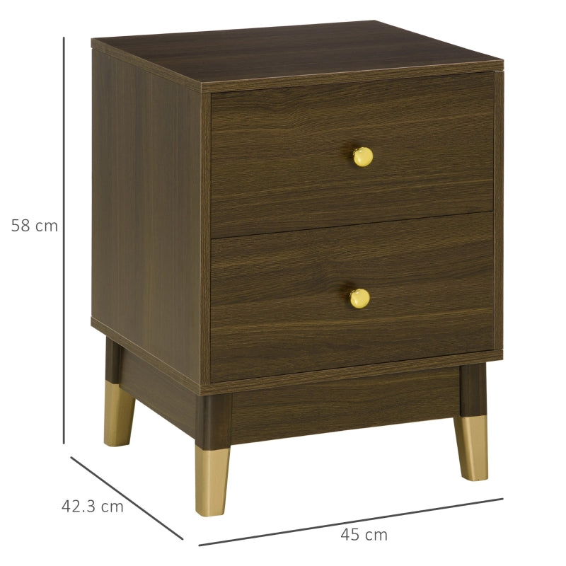 Two-Drawer Bedside Table, With Gold-Tone Accents