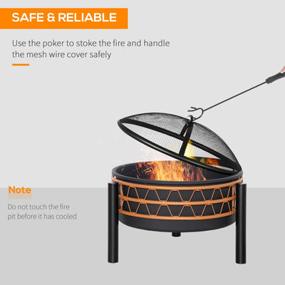 61cm Outdoor Fire Pit, Black