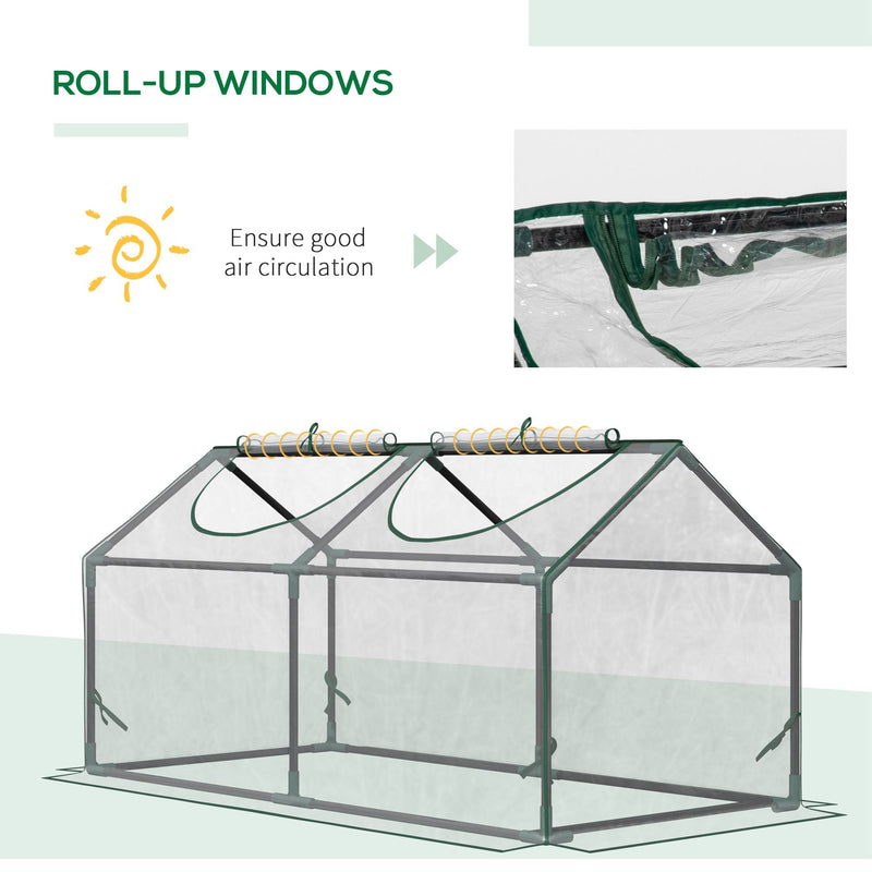 Outsunny Mini Greenhouse Portable Flower Planter Tomato Vegetable House for Garden Backyard with Zipper 120 x 60 x 60 cm, Clear