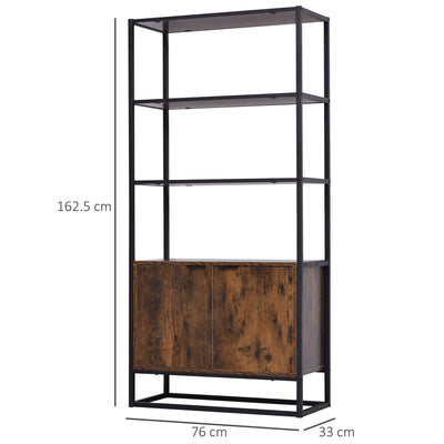 HOMCOM Storage Cabinet with 3 Open Shelves Cupboard Freestanding Tall Organizer Multifunctional Rack for Livingroom Bedroom Kitchen Rustic Brown