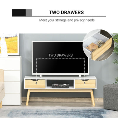 Wooden Base Multi-Storage TV Stand - White