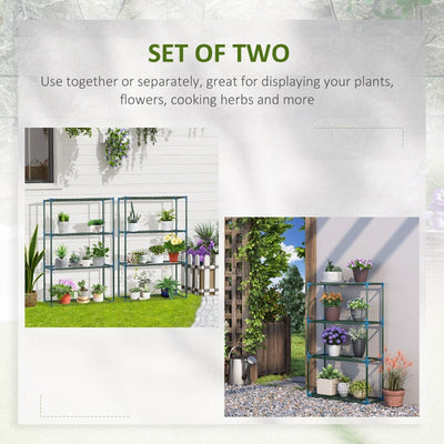 Modern Plant Stand Set Of 2- Green