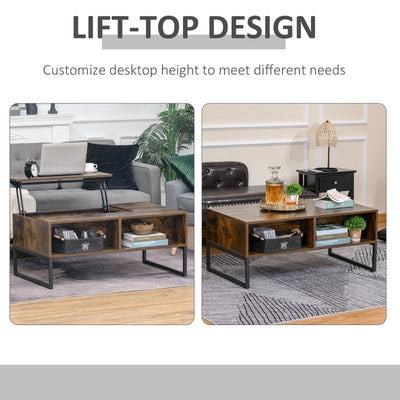 Extendable Coffee Table Lift Top Desk - Brown