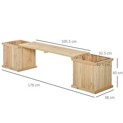 37L Wooden Garden Planter And Bench