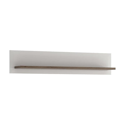 Toronto - 125cm Wall shelf - White High Gloss with San Remo Oak inset