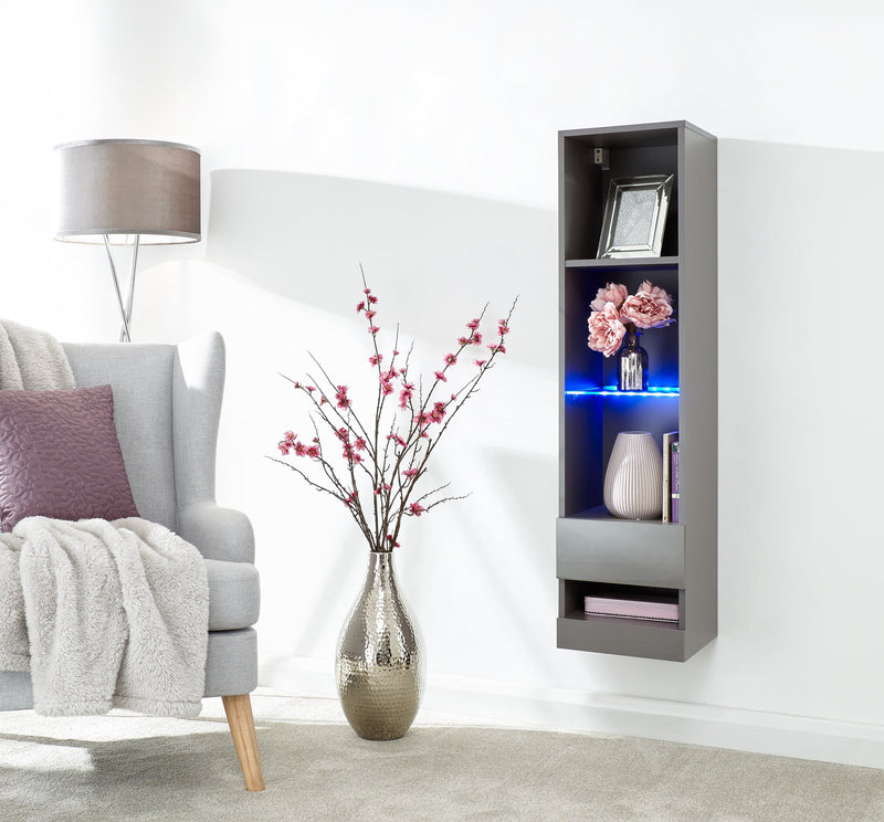 Galicia Tall Shelf Unit With Led Grey