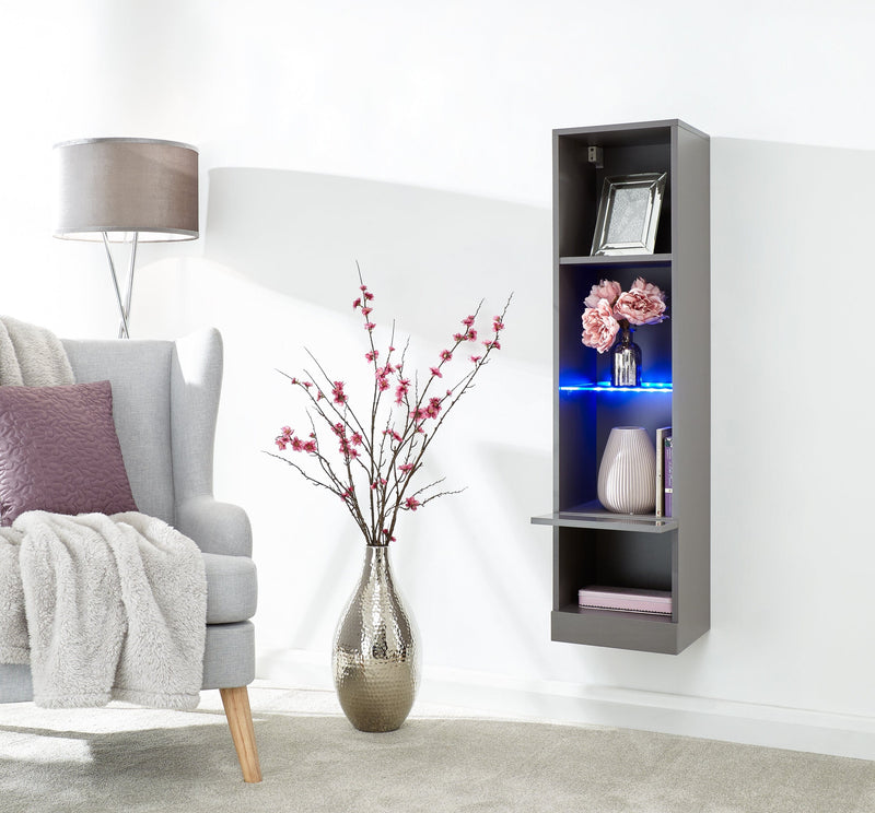 Galicia Tall Shelf Unit With Led Grey