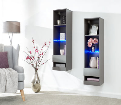 Galicia Tall Shelf Unit With Led Grey