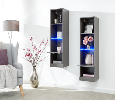 Galicia Tall Shelf Unit With Led Grey