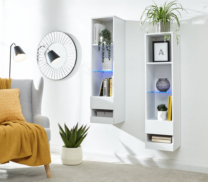 Galicia Tall Shelf Unit With Led White