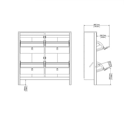 Barcelona Shoe Cabinet 4 Compartments In Matt Black