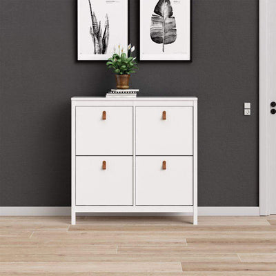 Barcelona Shoe Cabinet 4 Compartments In White