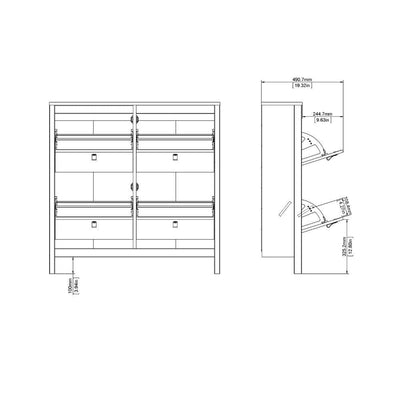 Barcelona Shoe Cabinet 4 Compartments In White