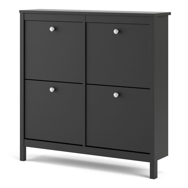 Madrid Shoe Cabinet 4 Compartments In Matt Black