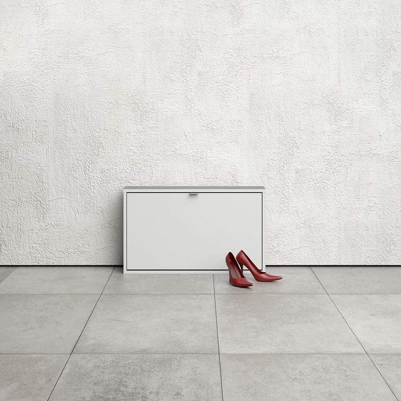 Shoe cabinet  with 1 tilting door and 1 layer in White