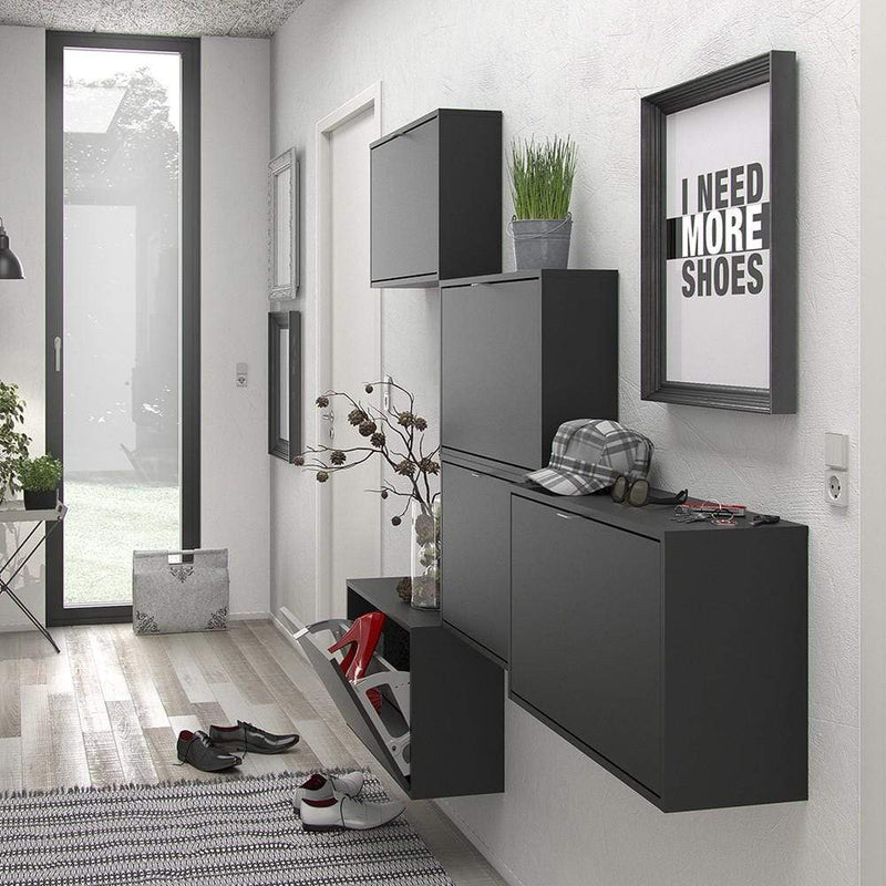 Shoe cabinet  with 1 tilting door and 1 layer - Matt Black