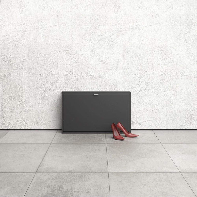 Shoe cabinet  with 1 tilting door and 1 layer - Matt Black