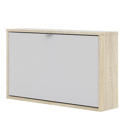 Shoe cabinet  with 1 tilting door and 1 layer - Oak structure White