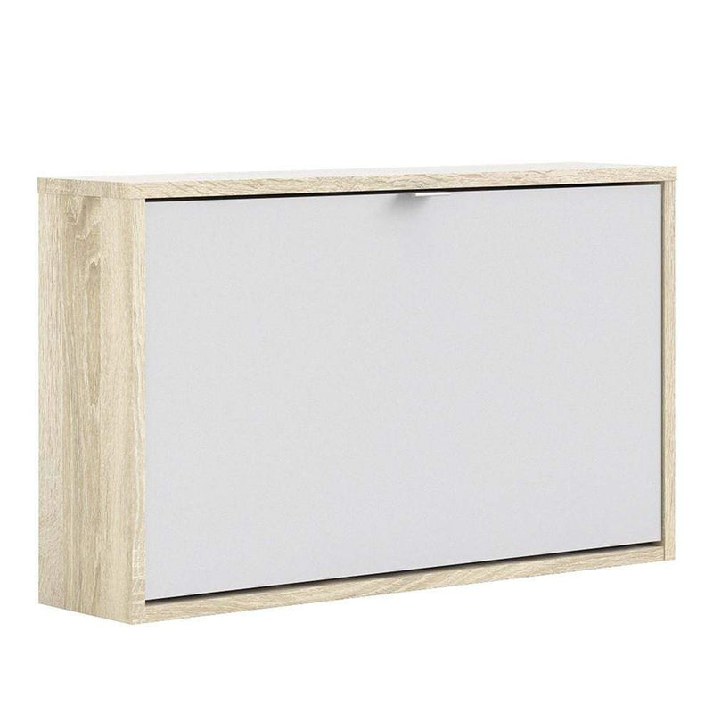 Shoe cabinet  with 1 tilting door and 1 layer - Oak structure White