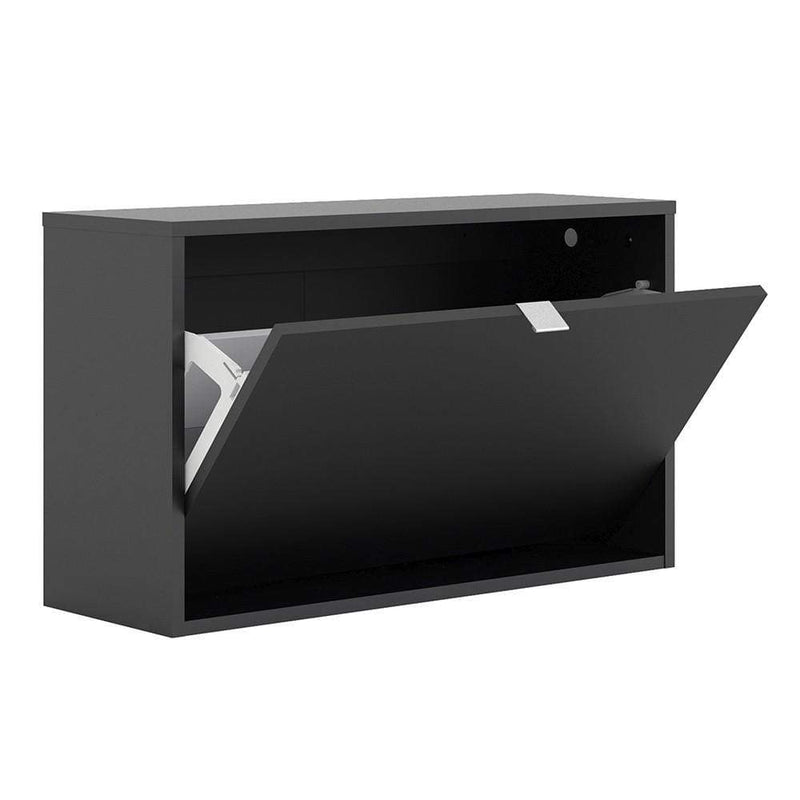 Shoe cabinet  with 1 tilting door and 2 layers - Matt Black