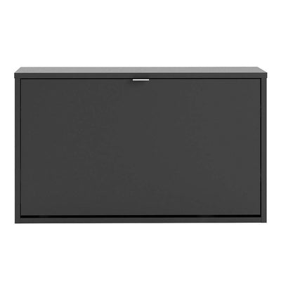 Shoe cabinet  with 1 tilting door and 2 layers - Matt Black