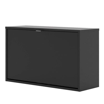 Shoe cabinet  with 1 tilting door and 2 layers - Matt Black