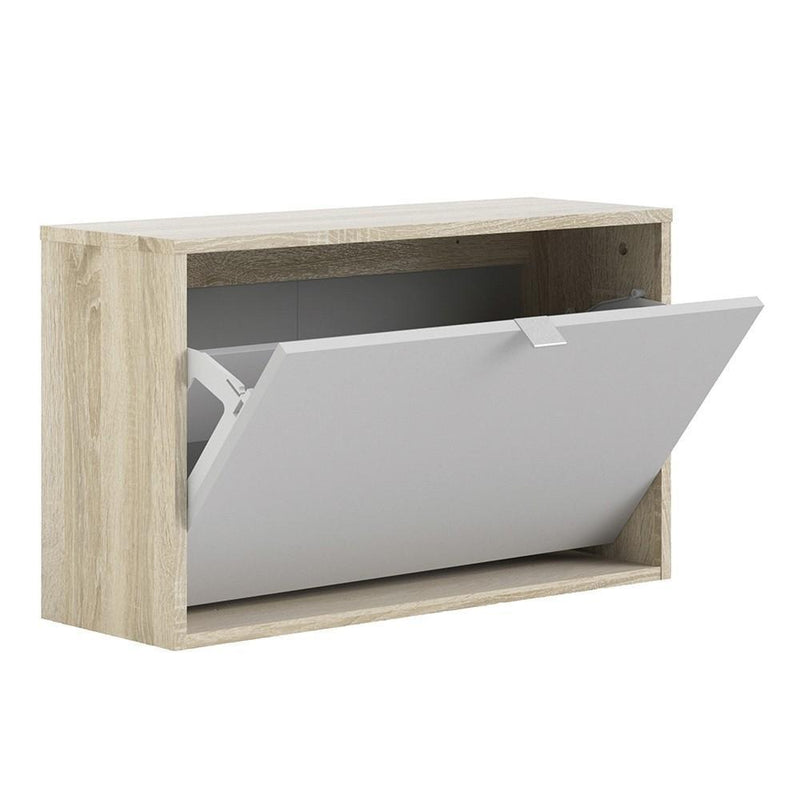 Shoe cabinet  with 1 tilting door and 2 layers - Oak structure White