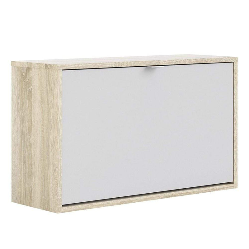 Shoe cabinet  with 1 tilting door and 2 layers - Oak structure White