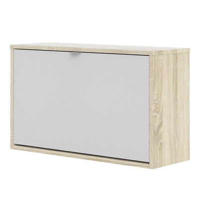 Shoe cabinet  with 1 tilting door and 2 layers - Oak structure White