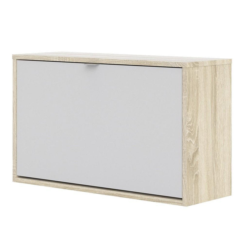 Shoe cabinet  with 1 tilting door and 2 layers - Oak structure White