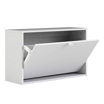 Shoe cabinet  with 1 tilting door and 2 layers - White